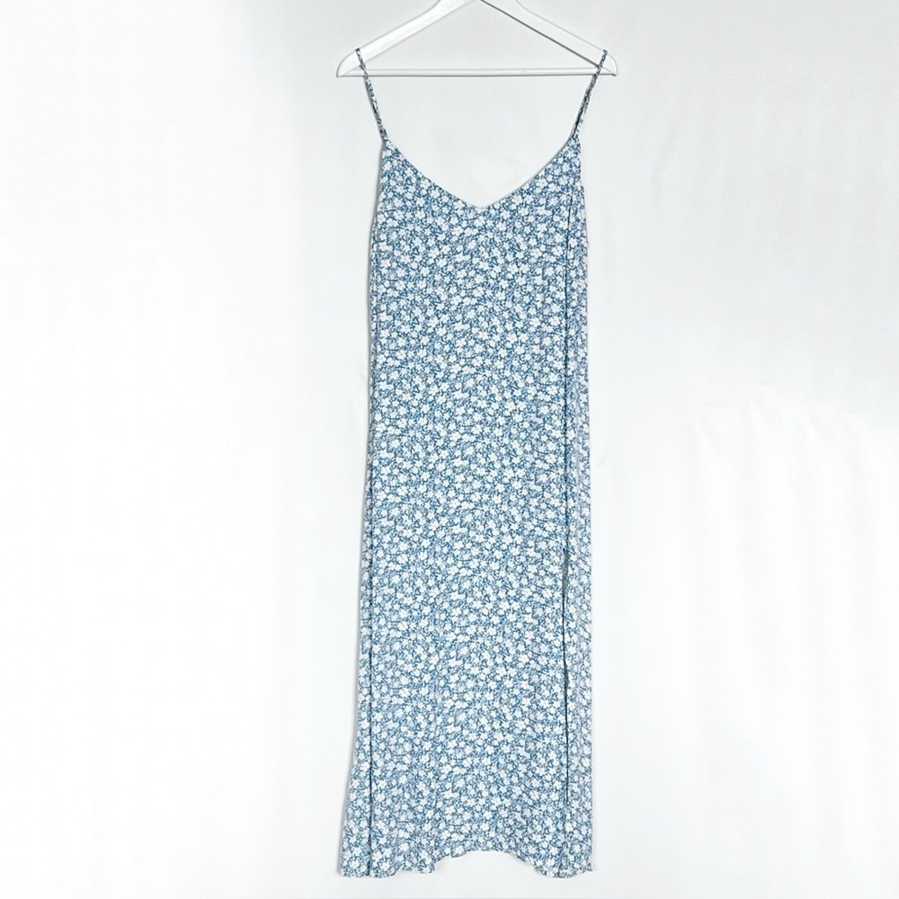 Reformation Crimini Blue White Floral Slip Midi Dress Size 12 - Picture 4 of 12